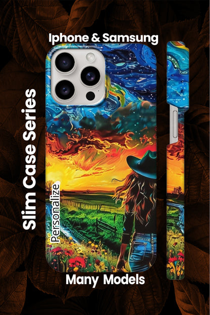 Cowgirl in Field Slim Phone Case - Iphone and Samsung Many Models