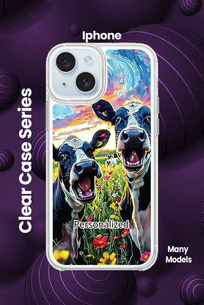 Flexi Cow Days Meet Phone Case - Iphone and Samsung Many Models - Clear case