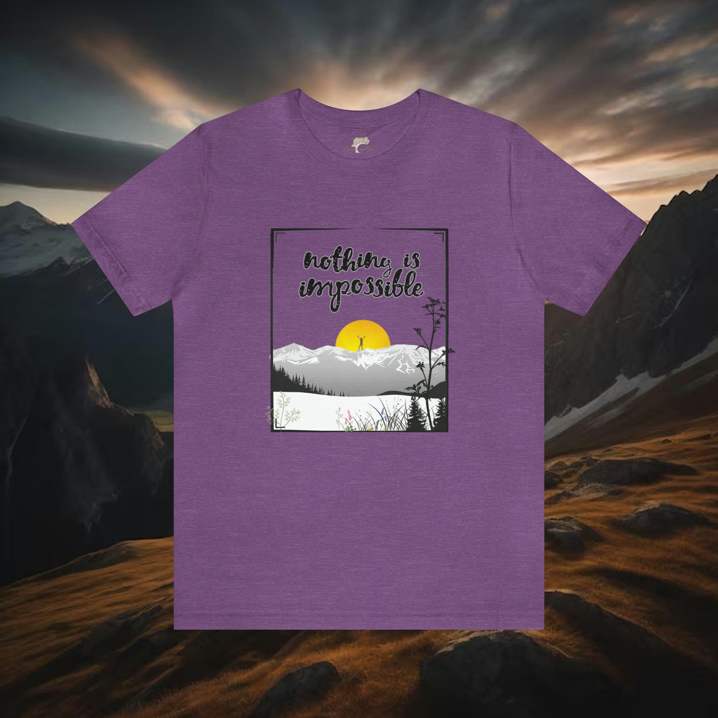 "Nothing Is Impossible" Mountain and Wildflowers Tee | Branch and Stick