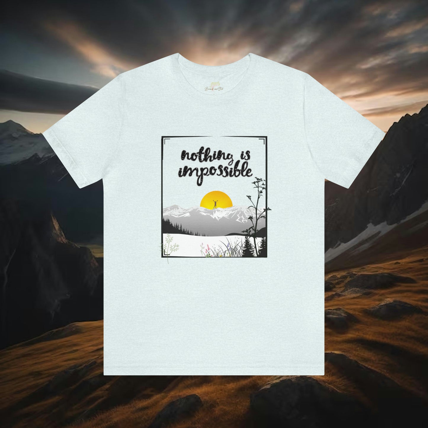 "Nothing Is Impossible" Mountain and Wildflowers Tee | Branch and Stick