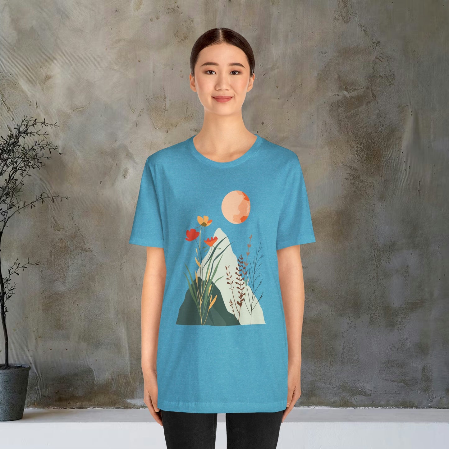 Abstract Mountain and Wildflower Moon Unisex Tee | Branch and Stick Branch and Stick