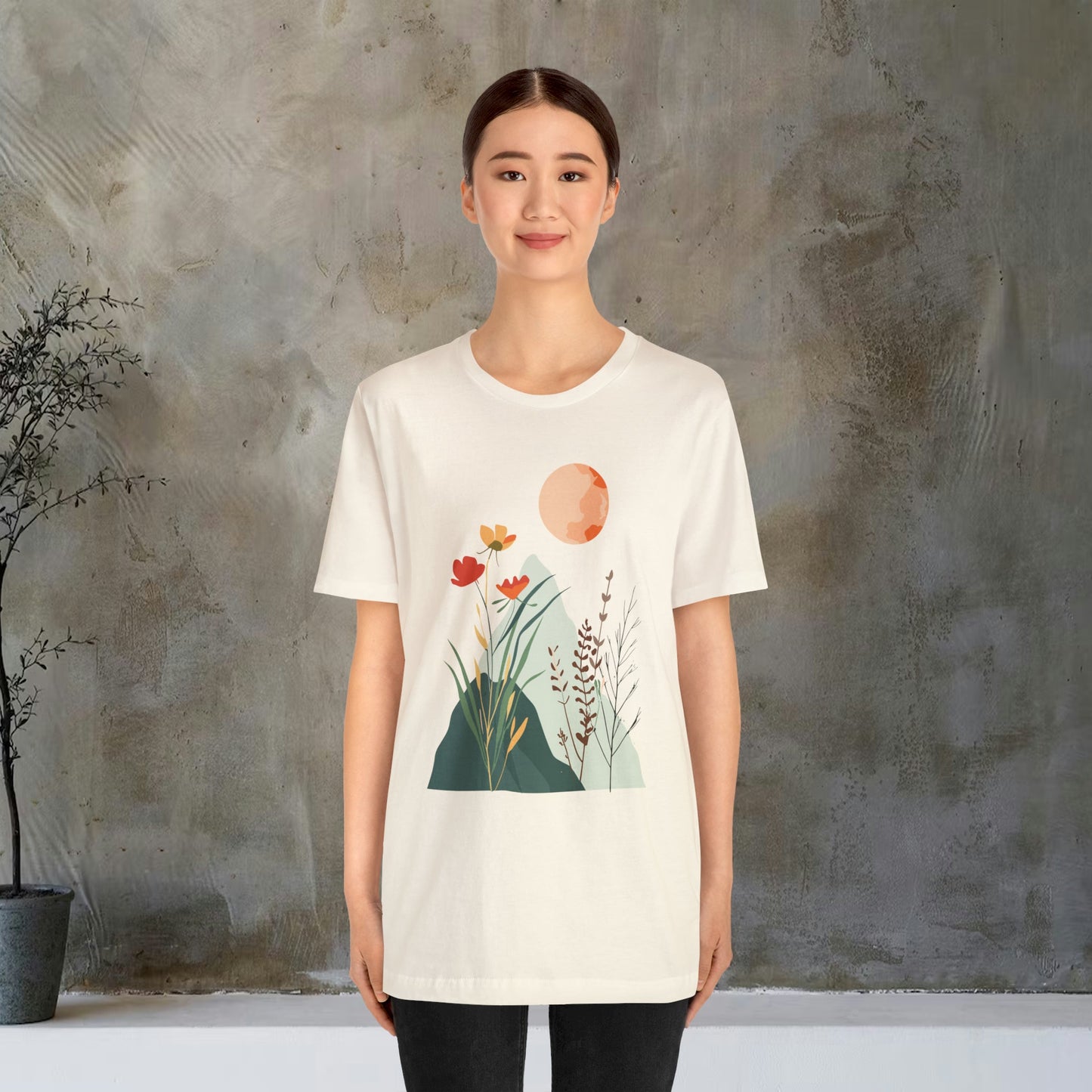 Abstract Mountain and Wildflower Moon Unisex Tee | Branch and Stick Branch and Stick