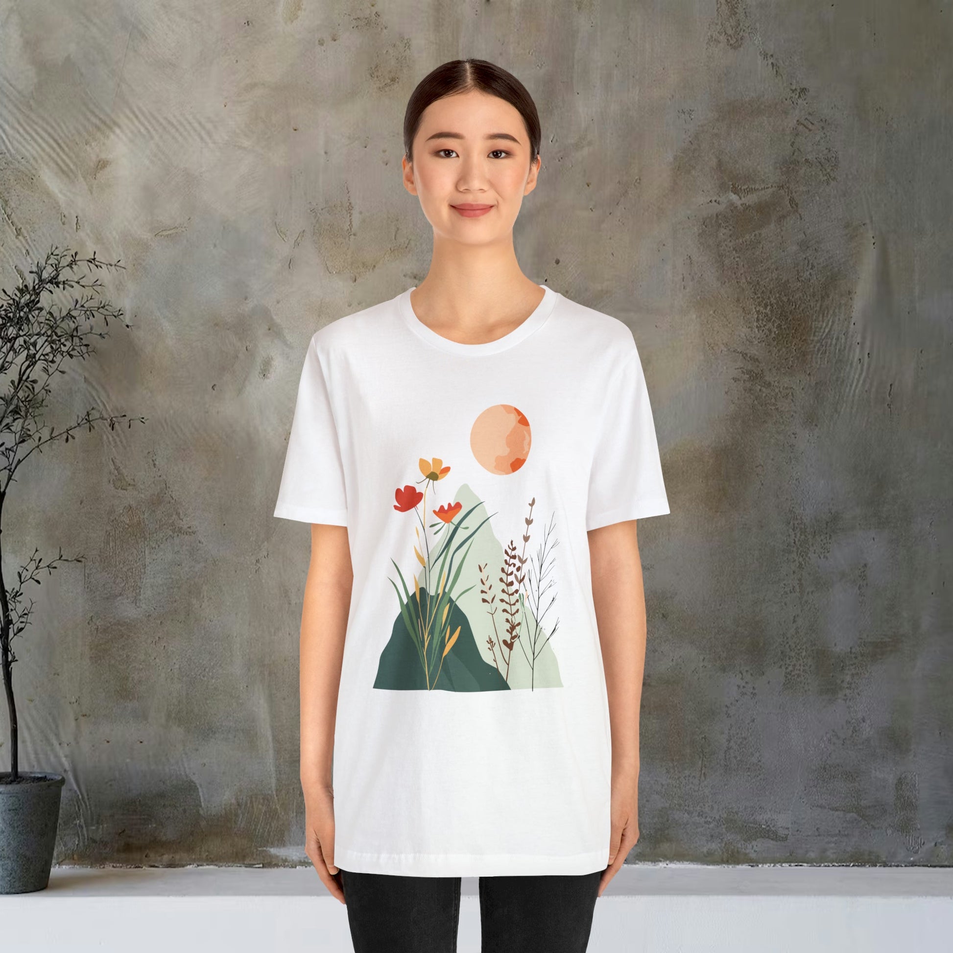 Abstract Mountain and Wildflower Moon Unisex Tee | Branch and Stick Branch and Stick