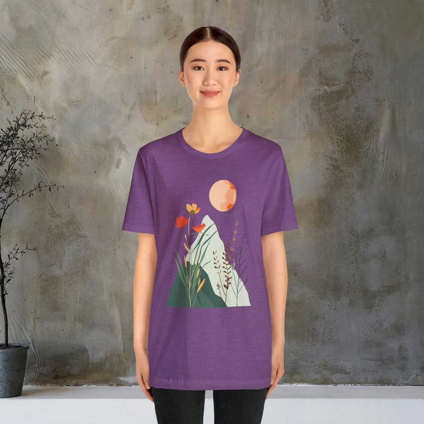 Abstract Mountain and Wildflower Moon Unisex Tee | Branch and Stick Branch and Stick