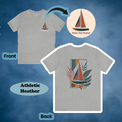 "Relax, Sail, Repeat" 2-Sided Sailboat Scene Tee | Branch and Stick