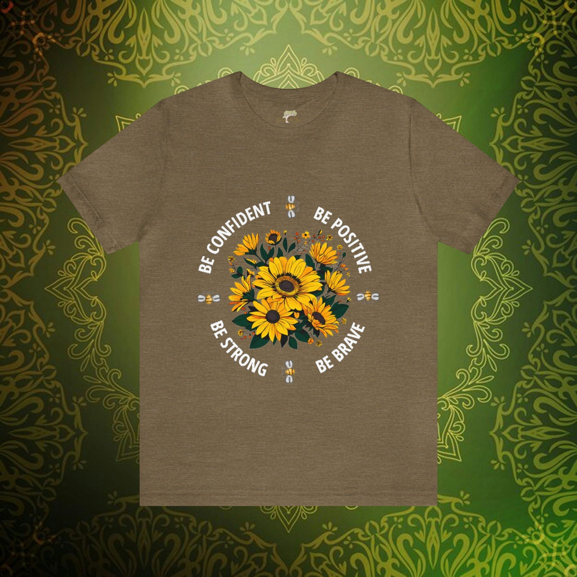 Be Confident, Be Positive, Be Strong, Be Brave Sunflower and Bee Design Tee | Branch and Stick Branch and Stick