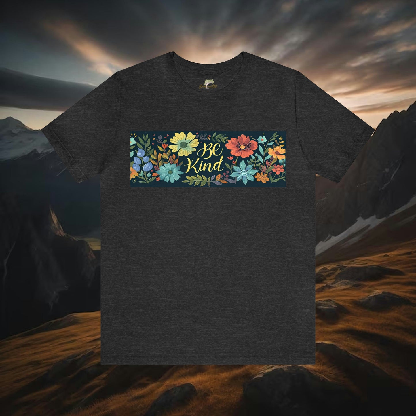 Be Kind Wildflowers Rectangle T-Shirt | Inspirational Design - Branch and Stick Branch and Stick