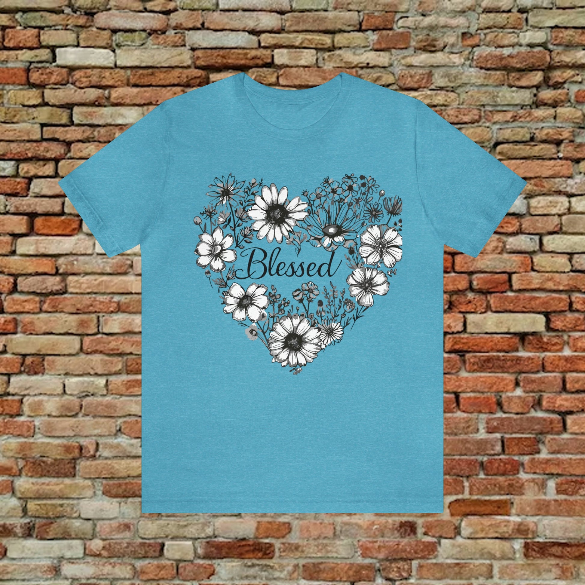 Blessed White Flowers Heart Unisex Tee | Branch and Stick Branch and Stick