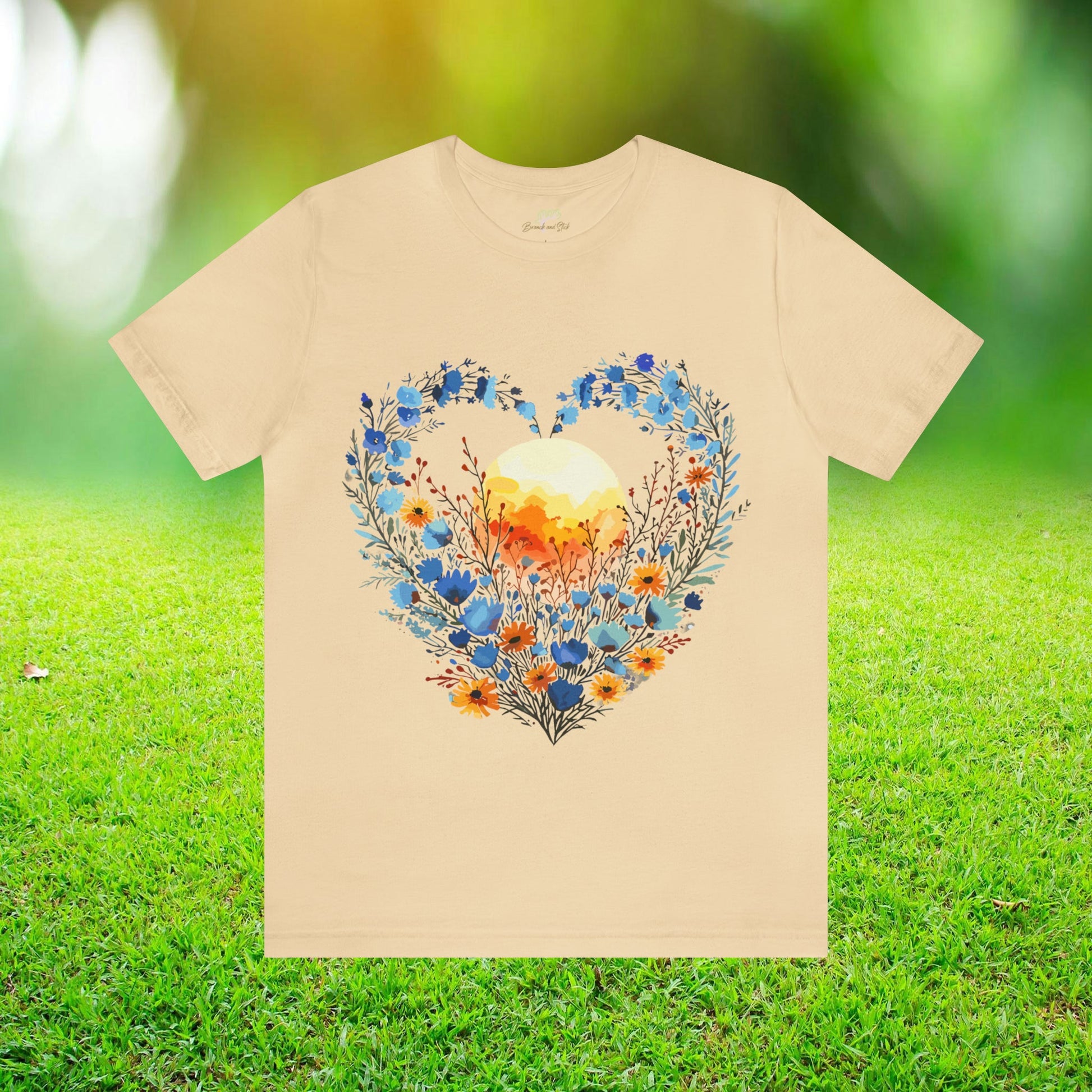 Blue Wildflowers Heart Sunset Unisex Tee | Branch and Stick Branch and Stick