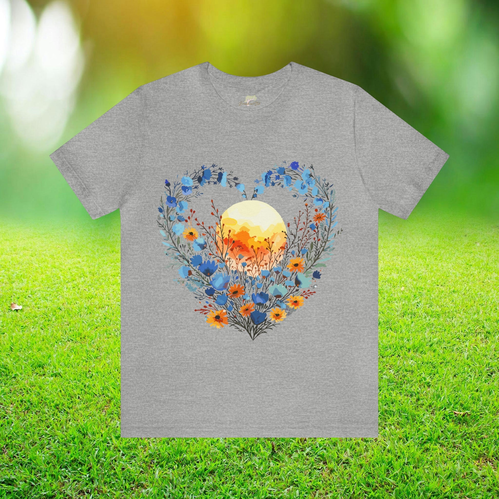 Blue Wildflowers Heart Sunset Unisex Tee | Branch and Stick Branch and Stick