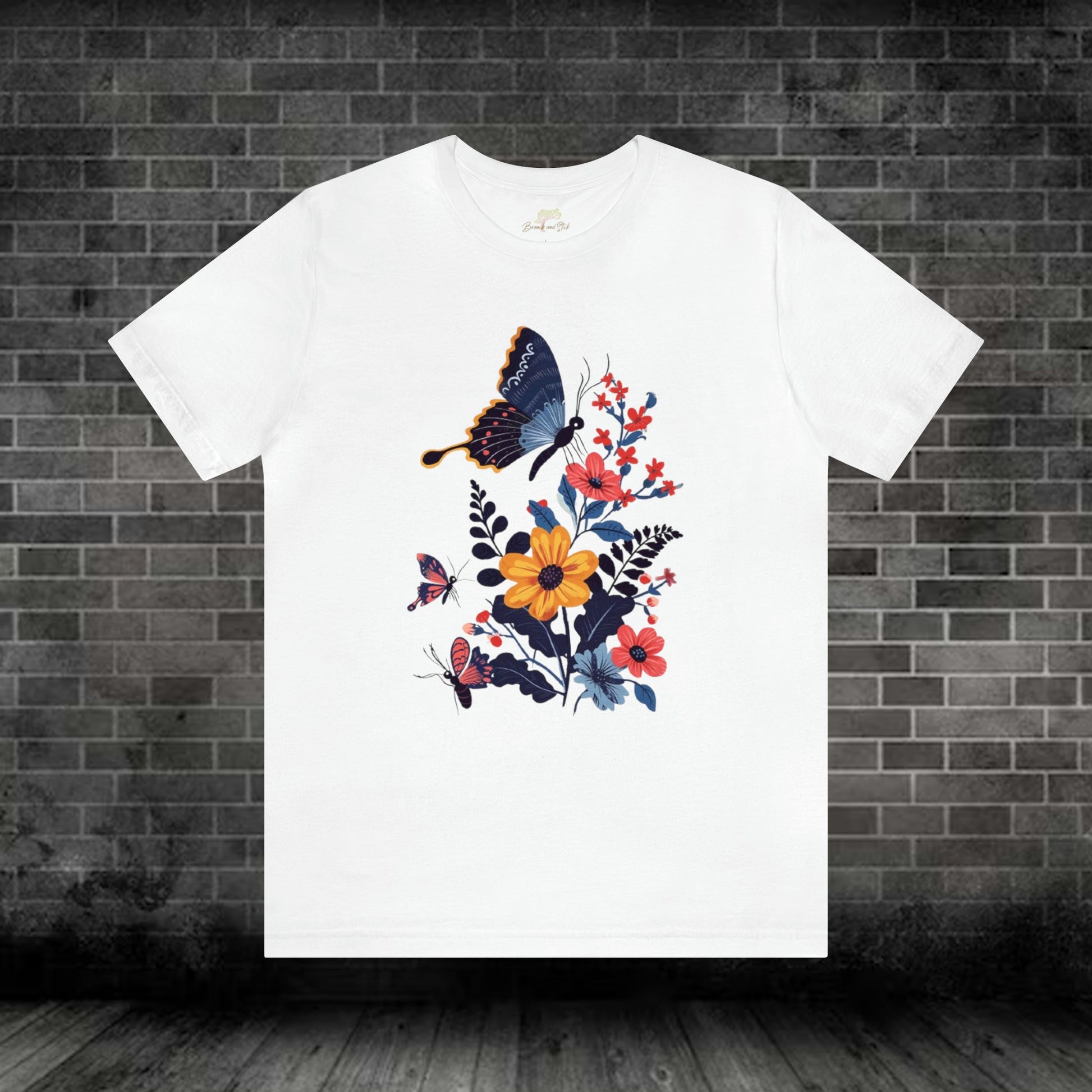 Butterflies and Flowers Folk Art Design Jersey Tee | Branch and Stick Branch and Stick