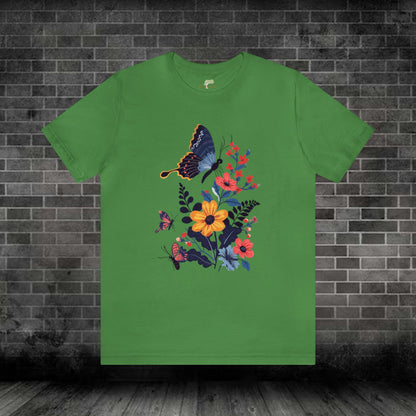 Butterflies and Flowers Folk Art Design Jersey Tee | Branch and Stick Branch and Stick