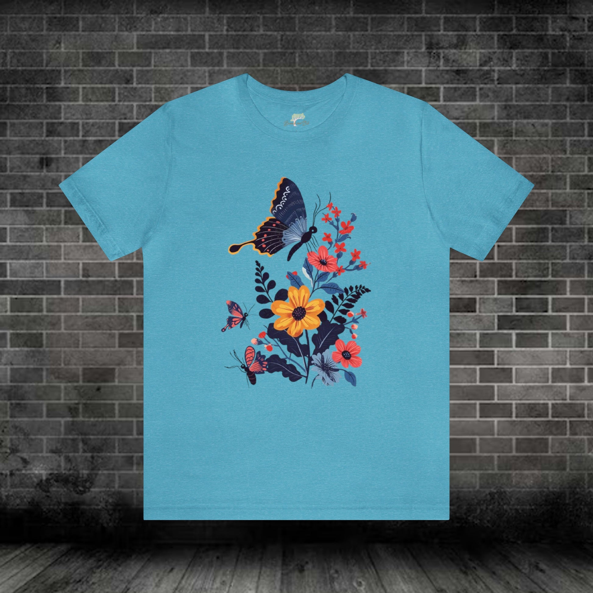 Butterflies and Flowers Folk Art Design Jersey Tee | Branch and Stick Branch and Stick