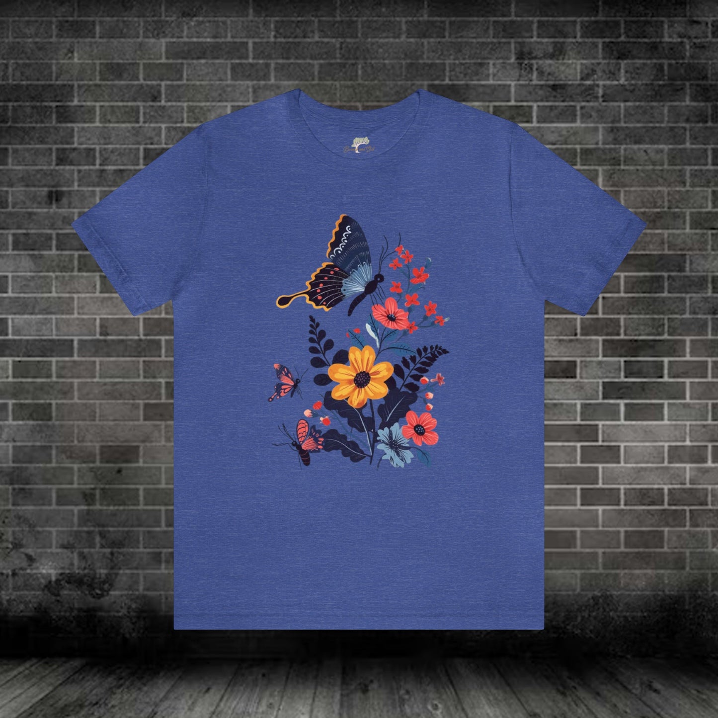 Butterflies and Flowers Folk Art Design Jersey Tee | Branch and Stick Branch and Stick