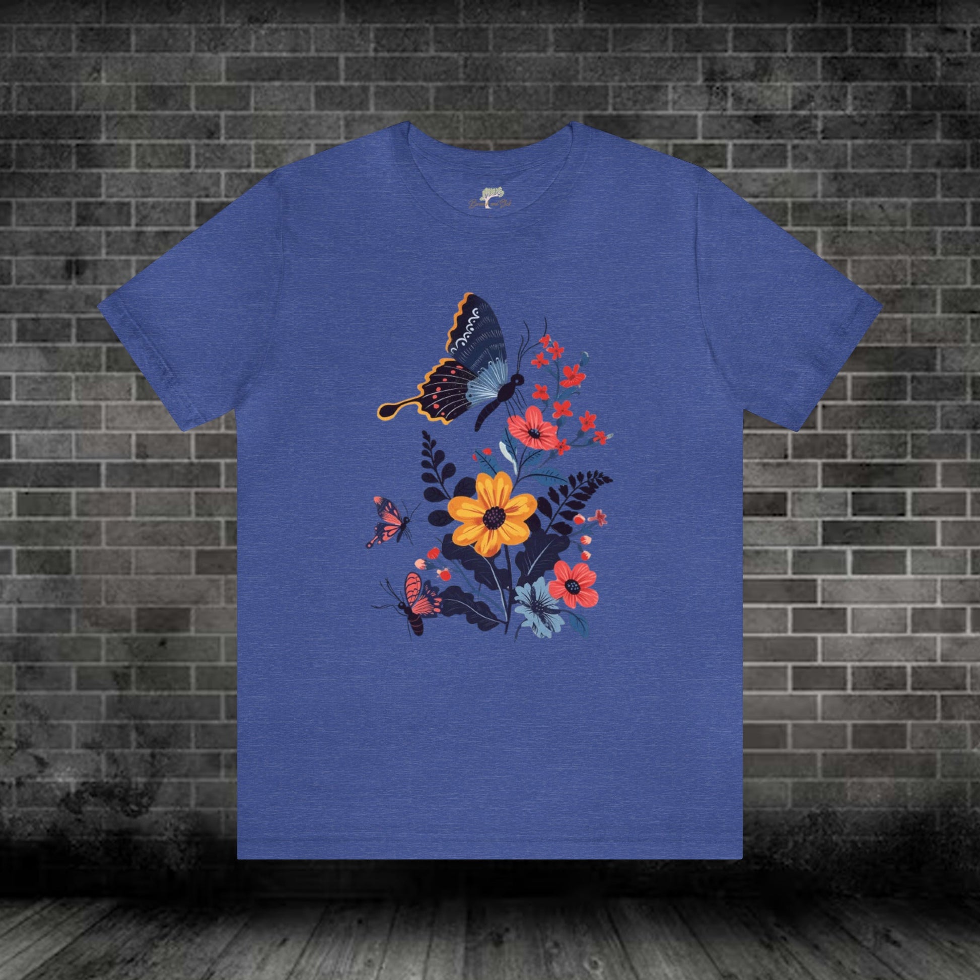 Butterflies and Flowers Folk Art Design Jersey Tee | Branch and Stick Branch and Stick