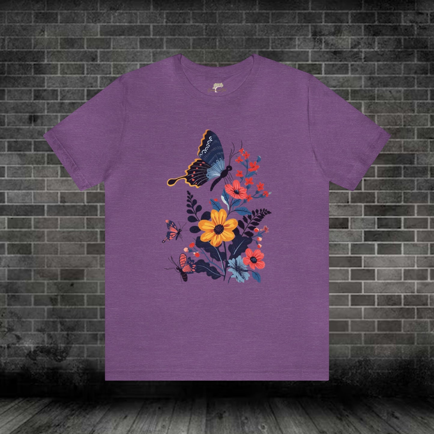 Butterflies and Flowers Folk Art Design Jersey Tee | Branch and Stick Branch and Stick