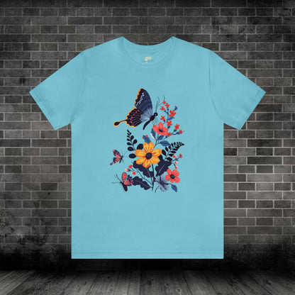 Butterflies and Flowers Folk Art Design Jersey Tee | Branch and Stick Branch and Stick