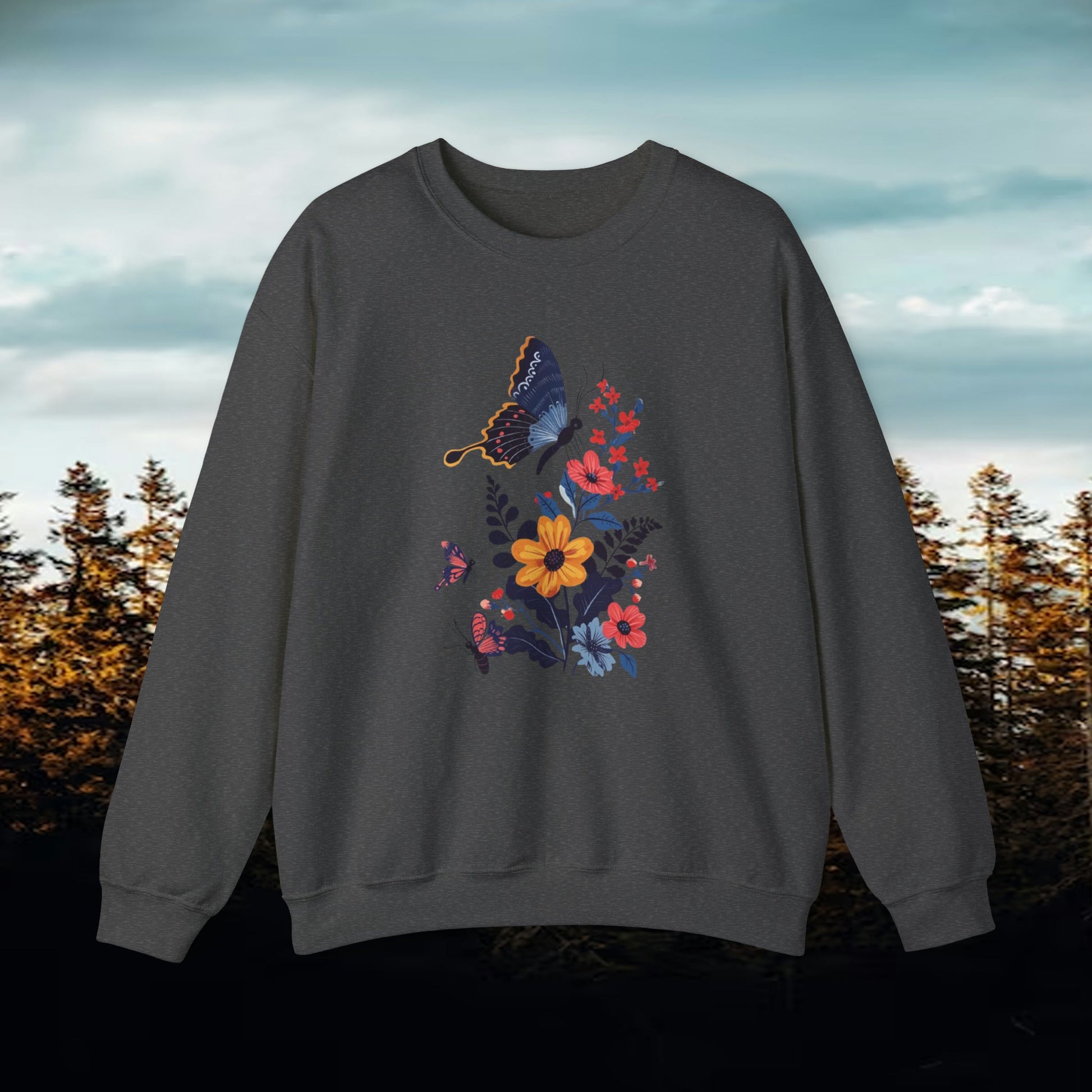 Butterflies and Wildflower Crewneck Sweatshirt | Branch and Stick Branch and Stick