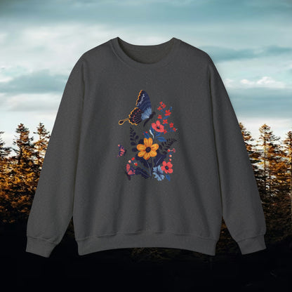 Butterflies and Wildflower Crewneck Sweatshirt | Branch and Stick Branch and Stick