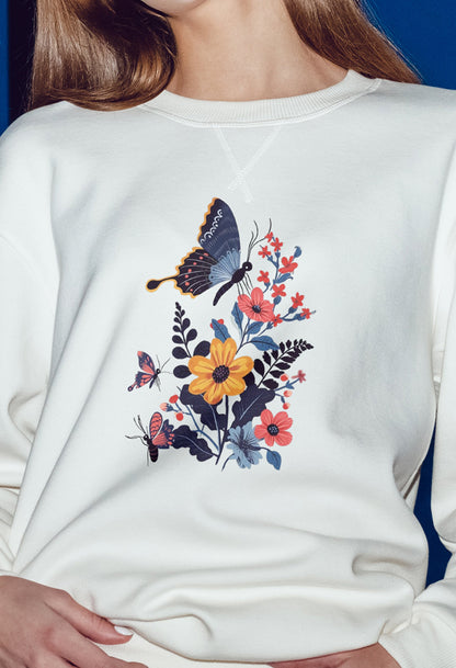 Butterflies and Wildflower Crewneck Sweatshirt | Branch and Stick Branch and Stick