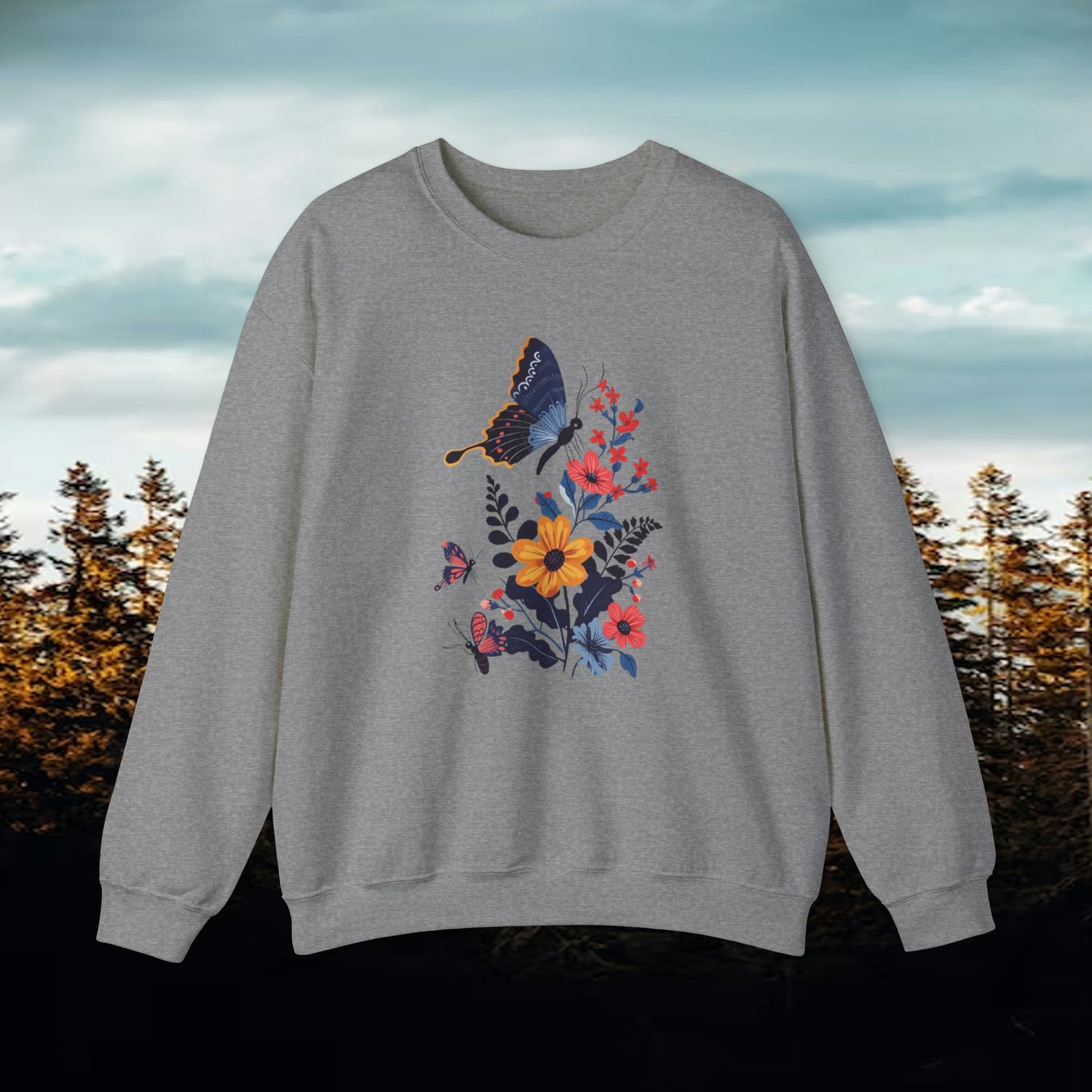 Butterflies and Wildflower Crewneck Sweatshirt | Branch and Stick Branch and Stick