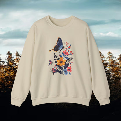 Butterflies and Wildflower Crewneck Sweatshirt | Branch and Stick Branch and Stick