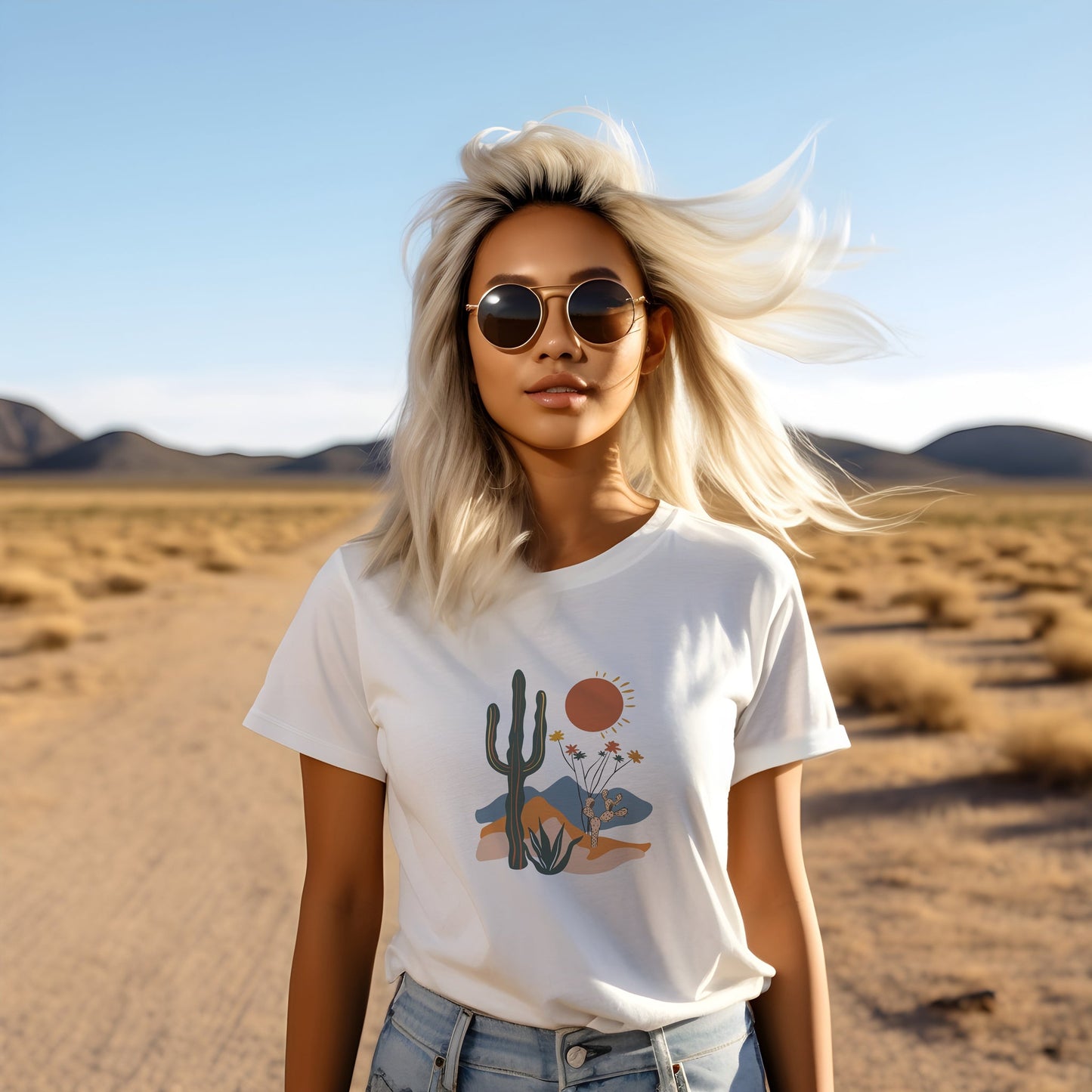 Cactus Desert with Wildflowers Western Tee | Branch and Stick Branch and Stick