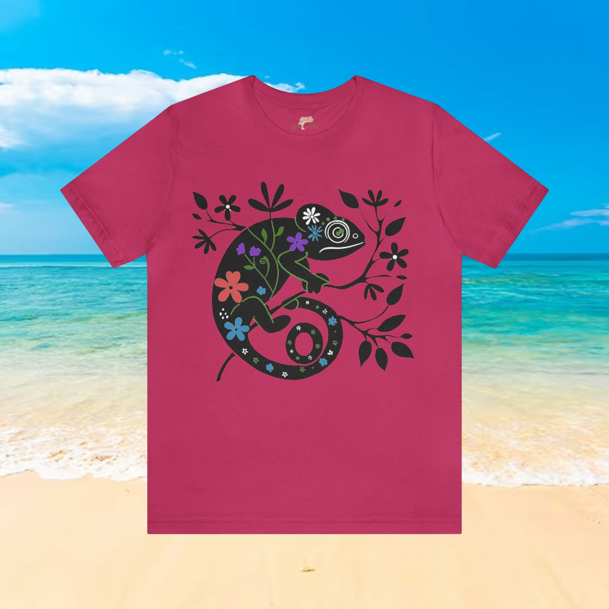 Chameleon on Branch Abstract T-Shirt | Versatile Design - Branch and Stick Branch and Stick