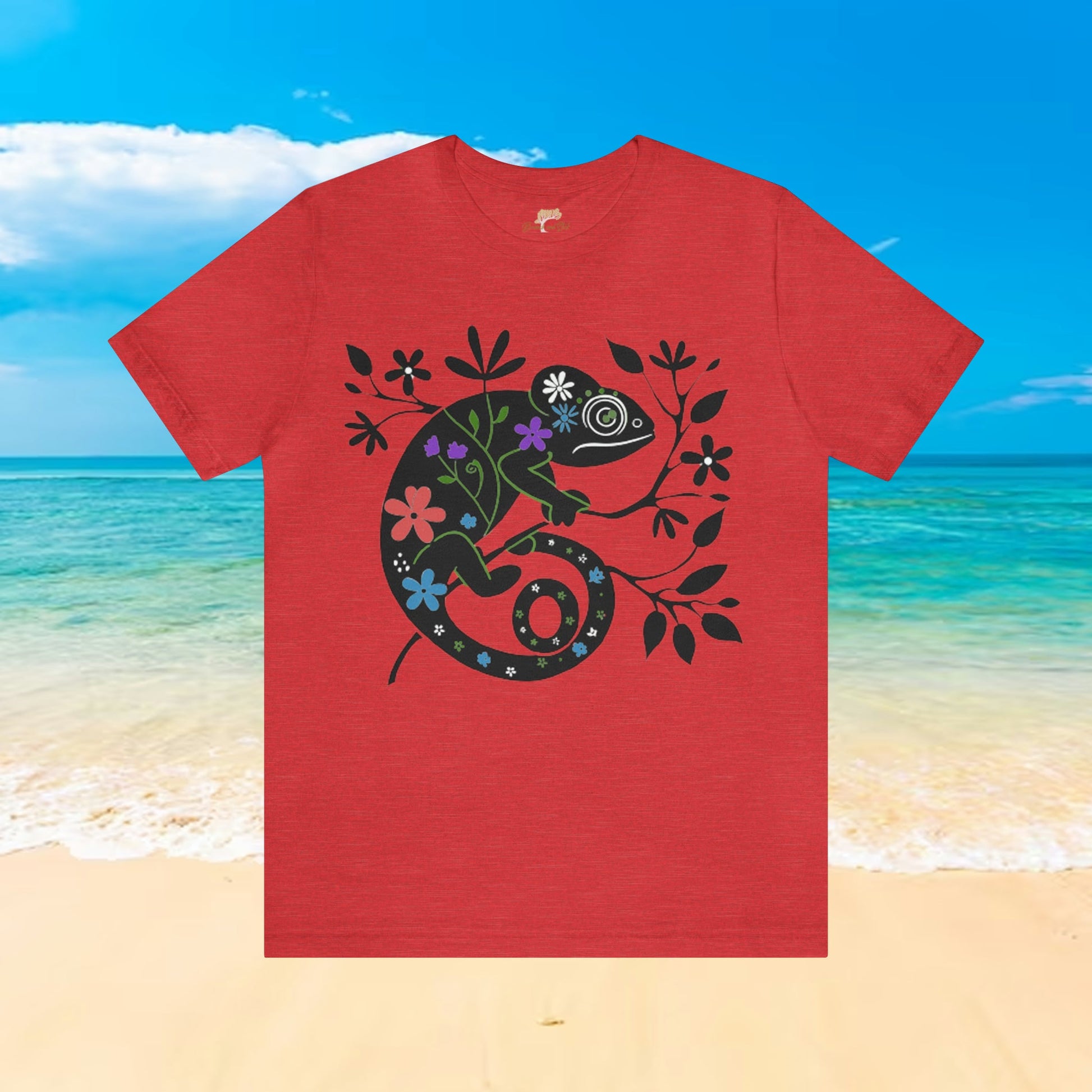 Chameleon on Branch Abstract T-Shirt | Versatile Design - Branch and Stick Branch and Stick