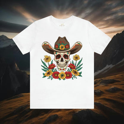 Cowboy Skull and Wildflowers Unisex Tee | Folk Art Design - Branch and Stick Branch and Stick