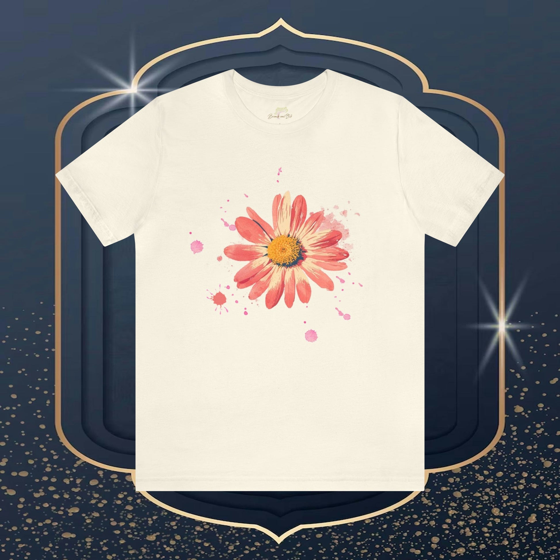 Daisy Watercolor with Splatter Unisex Tee | Nature-Inspired Elegance - Branch and Stick Branch and Stick