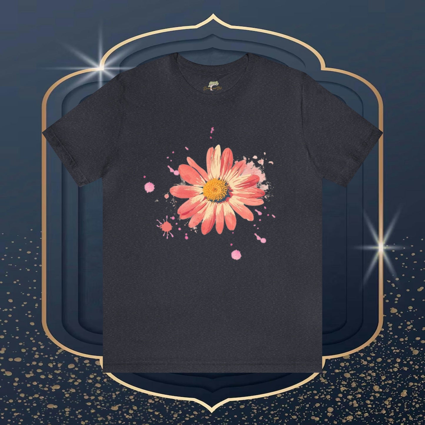 Daisy Watercolor with Splatter Unisex Tee | Nature-Inspired Elegance - Branch and Stick Branch and Stick