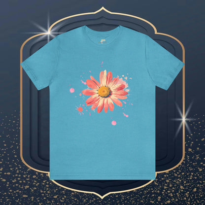 Daisy Watercolor with Splatter Unisex Tee | Nature-Inspired Elegance - Branch and Stick Branch and Stick