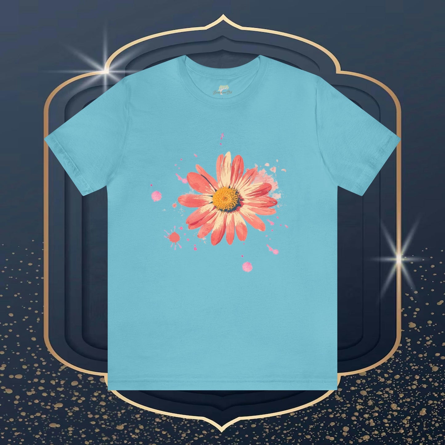 Daisy Watercolor with Splatter Unisex Tee | Nature-Inspired Elegance - Branch and Stick Branch and Stick