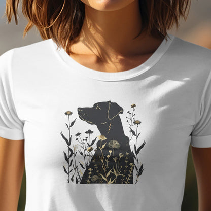 Dog Silhouette with Wildflower Unisex Jersey Tee | Playful Animal Design - Branch and Stick Branch and Stick