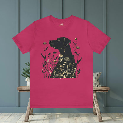 Dog Silhouette with Wildflower Unisex Jersey Tee | Playful Animal Design - Branch and Stick Branch and Stick