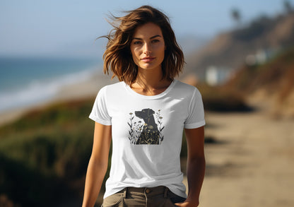 Dog Silhouette with Wildflower Unisex Jersey Tee | Playful Animal Design - Branch and Stick Branch and Stick