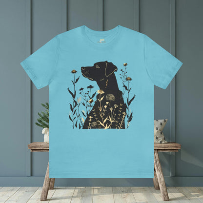 Dog Silhouette with Wildflower Unisex Jersey Tee | Playful Animal Design - Branch and Stick Branch and Stick