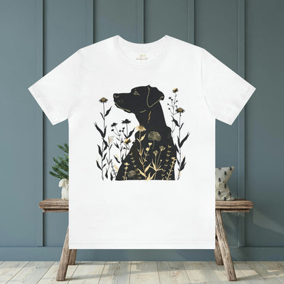 Dog Silhouette with Wildflower Unisex Jersey Tee | Playful Animal Design - Branch and Stick Branch and Stick