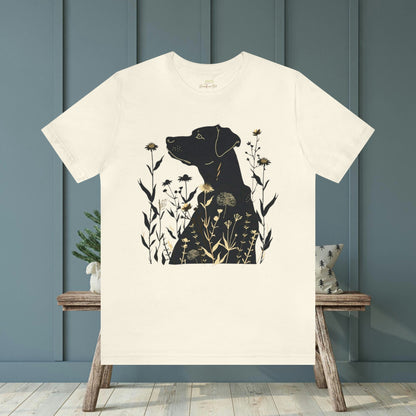 Dog Silhouette with Wildflower Unisex Jersey Tee | Playful Animal Design - Branch and Stick Branch and Stick