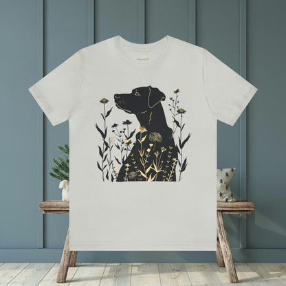 Dog Silhouette with Wildflower Unisex Jersey Tee | Playful Animal Design - Branch and Stick Branch and Stick