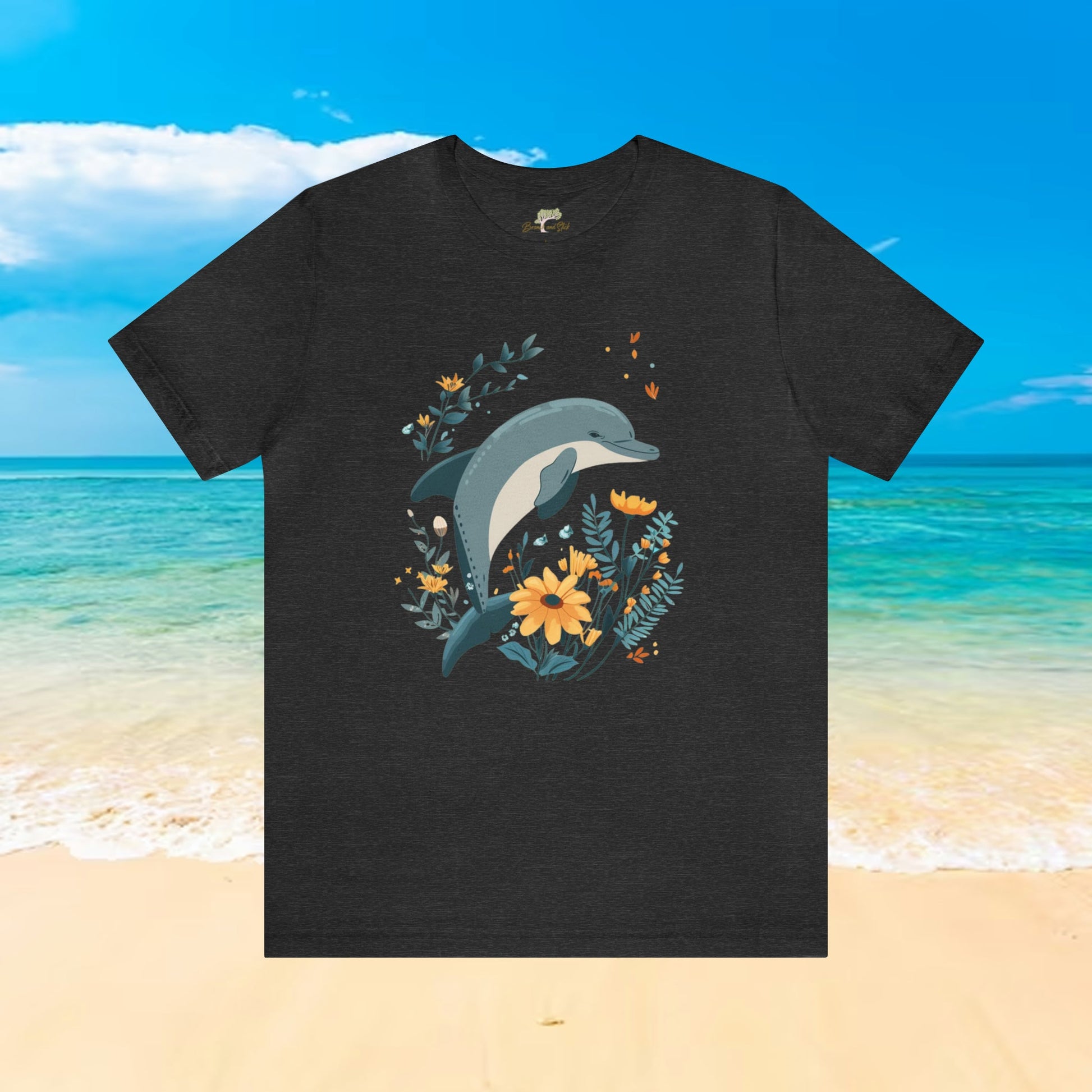 Dolphin Jumping Over Wildflowers T-Shirt | Playful and Tasteful Design - Branch and Stick Branch and Stick