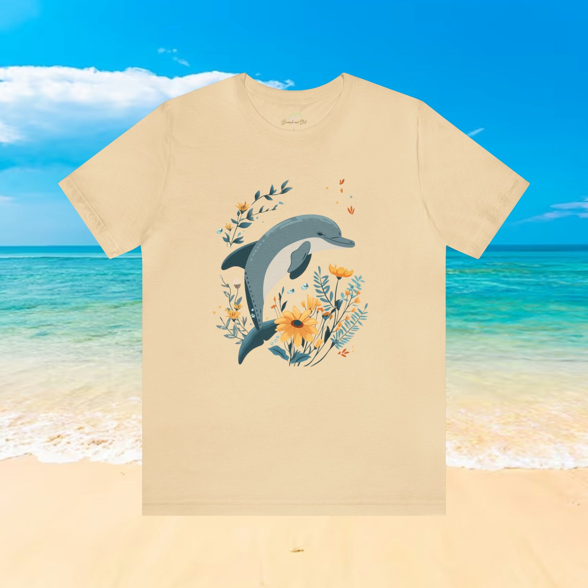 Dolphin Jumping Over Wildflowers T-Shirt | Playful and Tasteful Design - Branch and Stick Branch and Stick