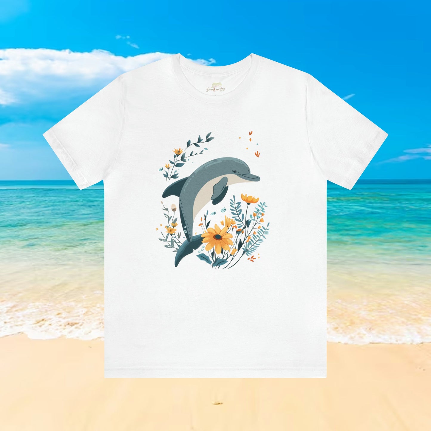 Dolphin Jumping Over Wildflowers T-Shirt | Playful and Tasteful Design - Branch and Stick Branch and Stick