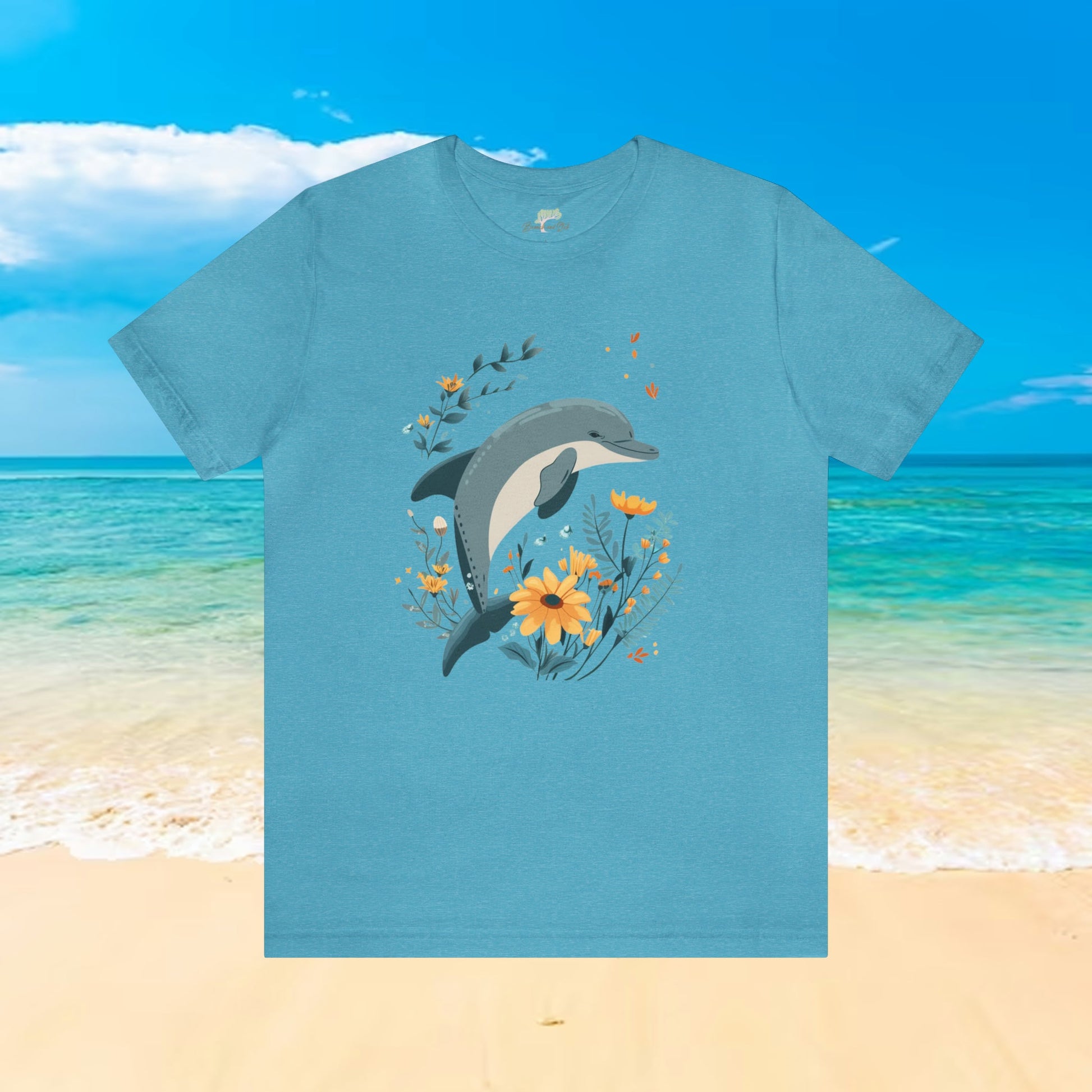 Dolphin Jumping Over Wildflowers T-Shirt | Playful and Tasteful Design - Branch and Stick Branch and Stick