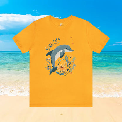 Dolphin Jumping Over Wildflowers T-Shirt | Playful and Tasteful Design - Branch and Stick Branch and Stick