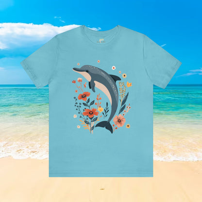 Dolphin in Wildflower Field T-Shirt | Nature-Inspired Elegance - Branch and Stick Branch and Stick