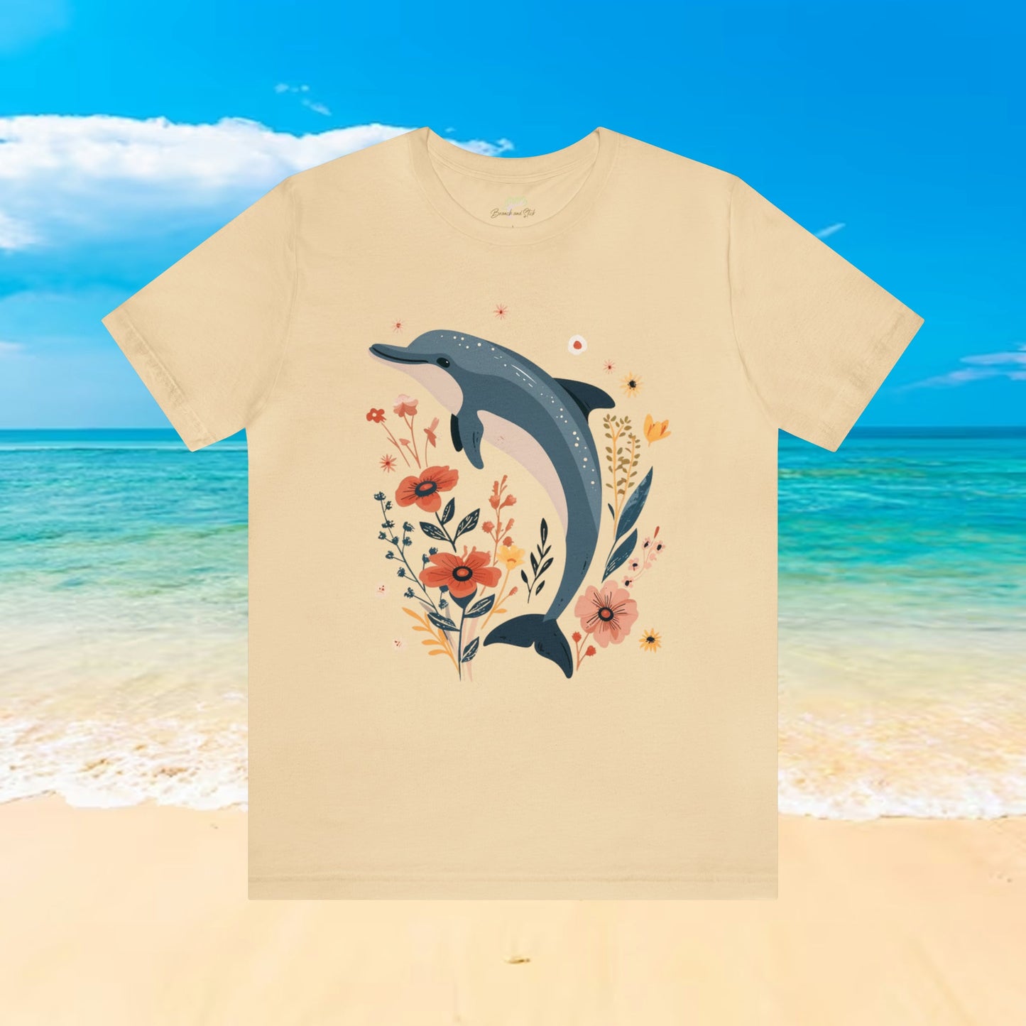 Dolphin in Wildflower Field T-Shirt | Nature-Inspired Elegance - Branch and Stick Branch and Stick