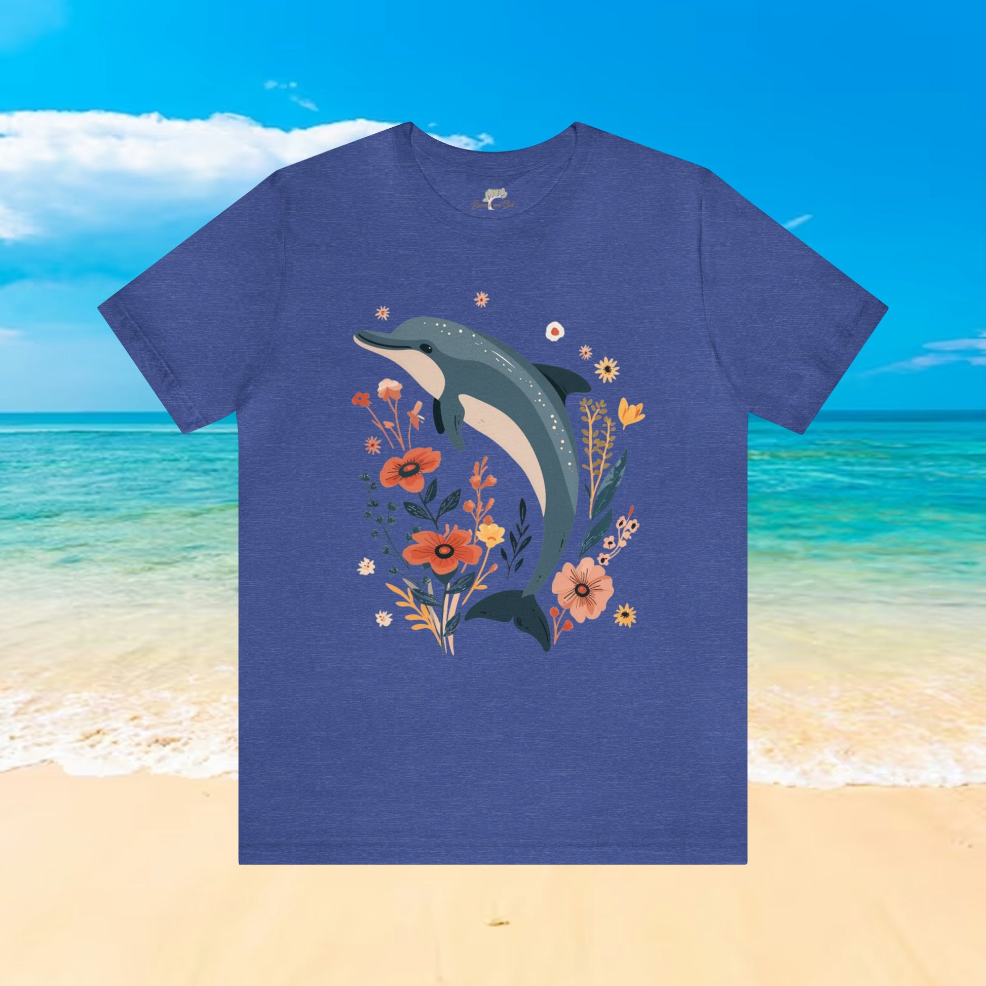 Dolphin in Wildflower Field T-Shirt | Nature-Inspired Elegance - Branch and Stick Branch and Stick