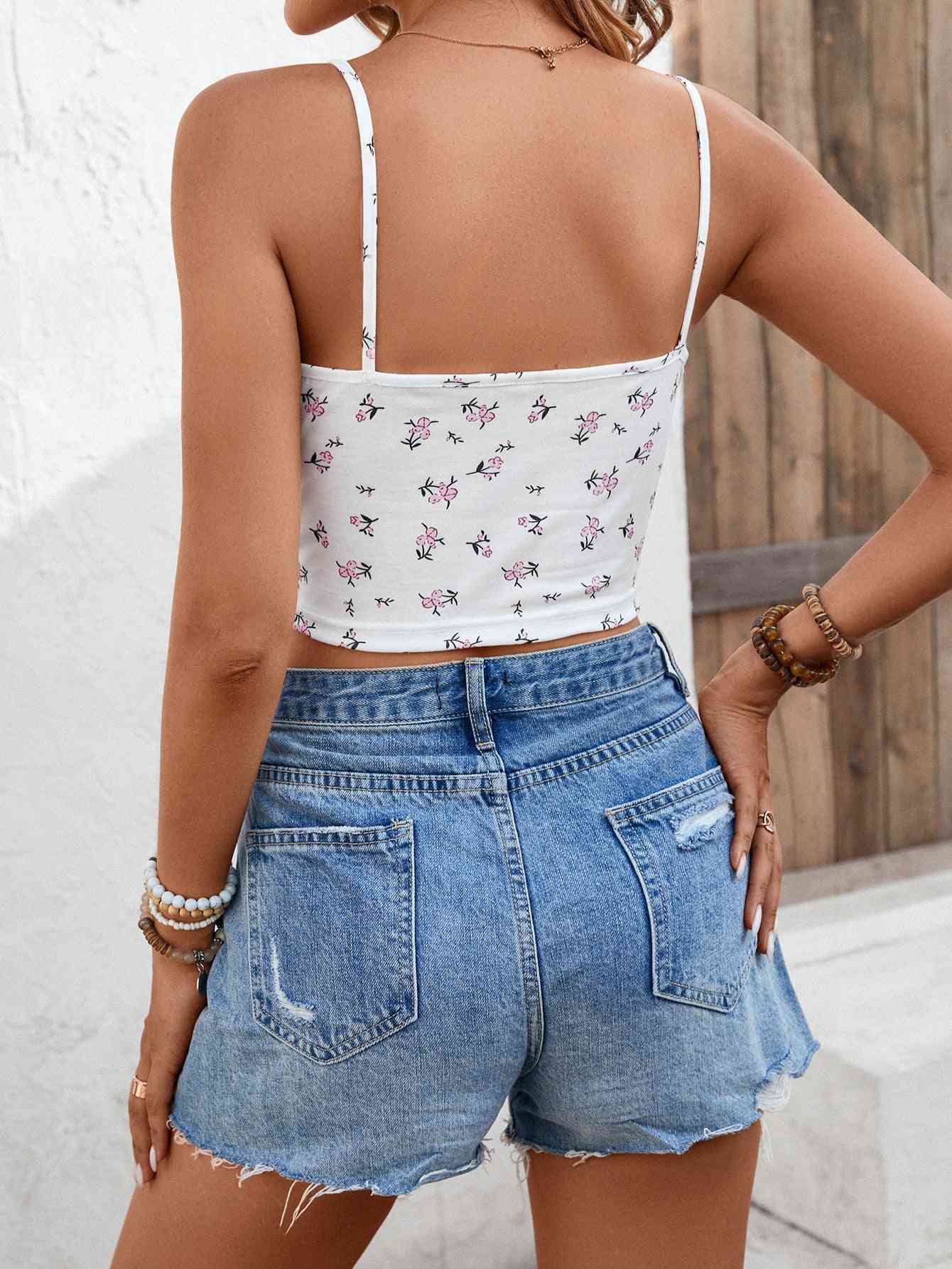 Floral Frill Trim Cropped Cami | Branch and Stick Branch and Stick